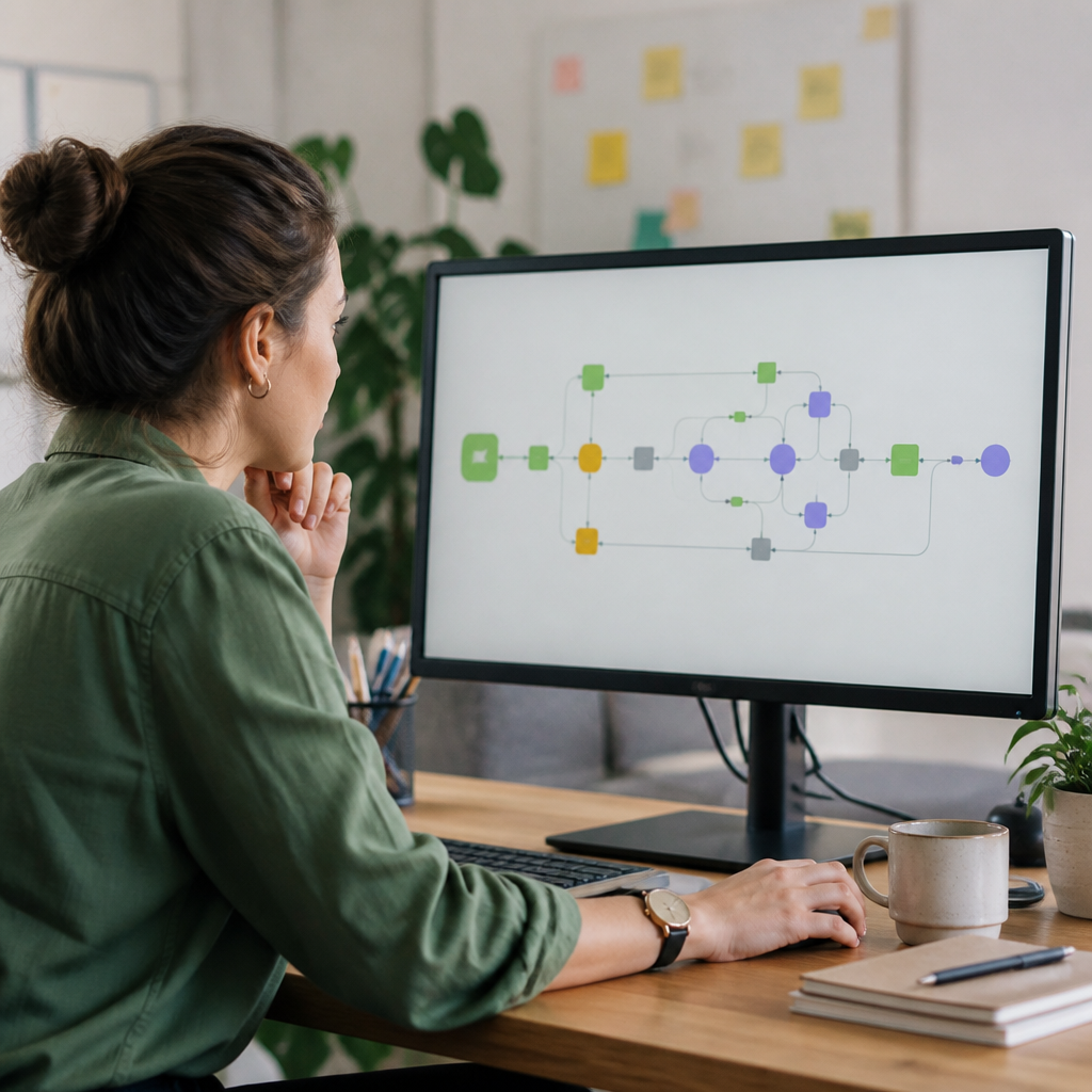 Concepto de procesos conectados mediante automatización